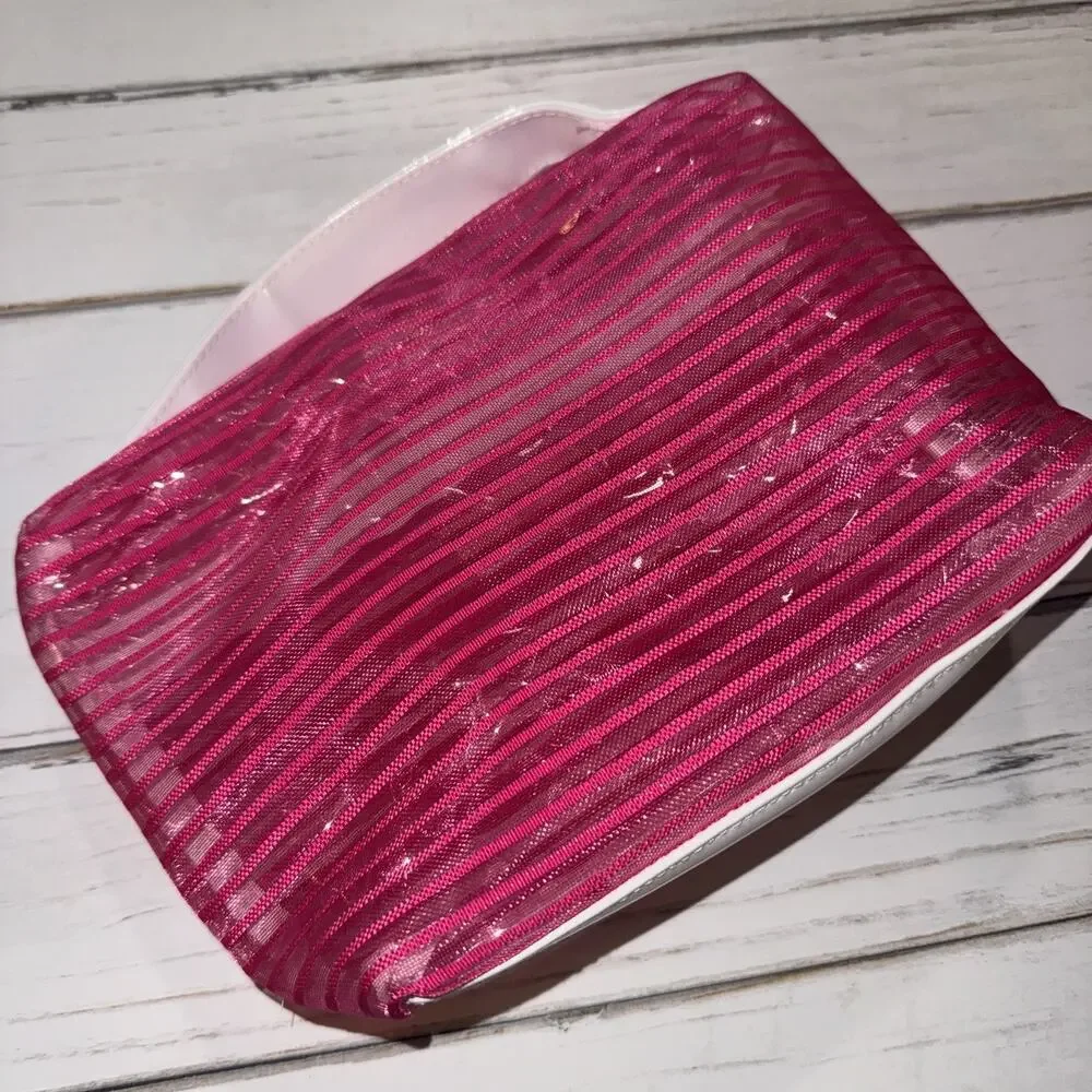 Elizabeth Arden New York - Pink & White Striped Cosmetic Bag